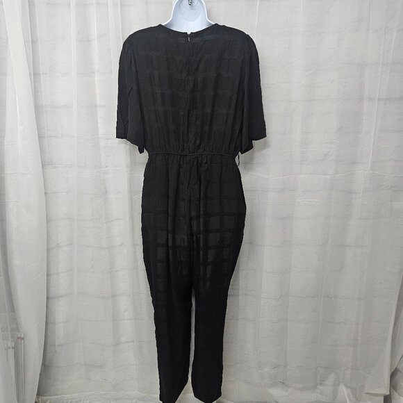 Anthropologie Dolan Black Windowpane Straight Leg Jumpsuit Boho Party M - Picture 9 of 16